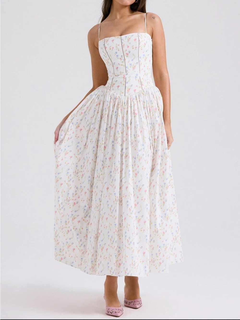 House of CB ysabella White posy print  cotton Maxi Dress